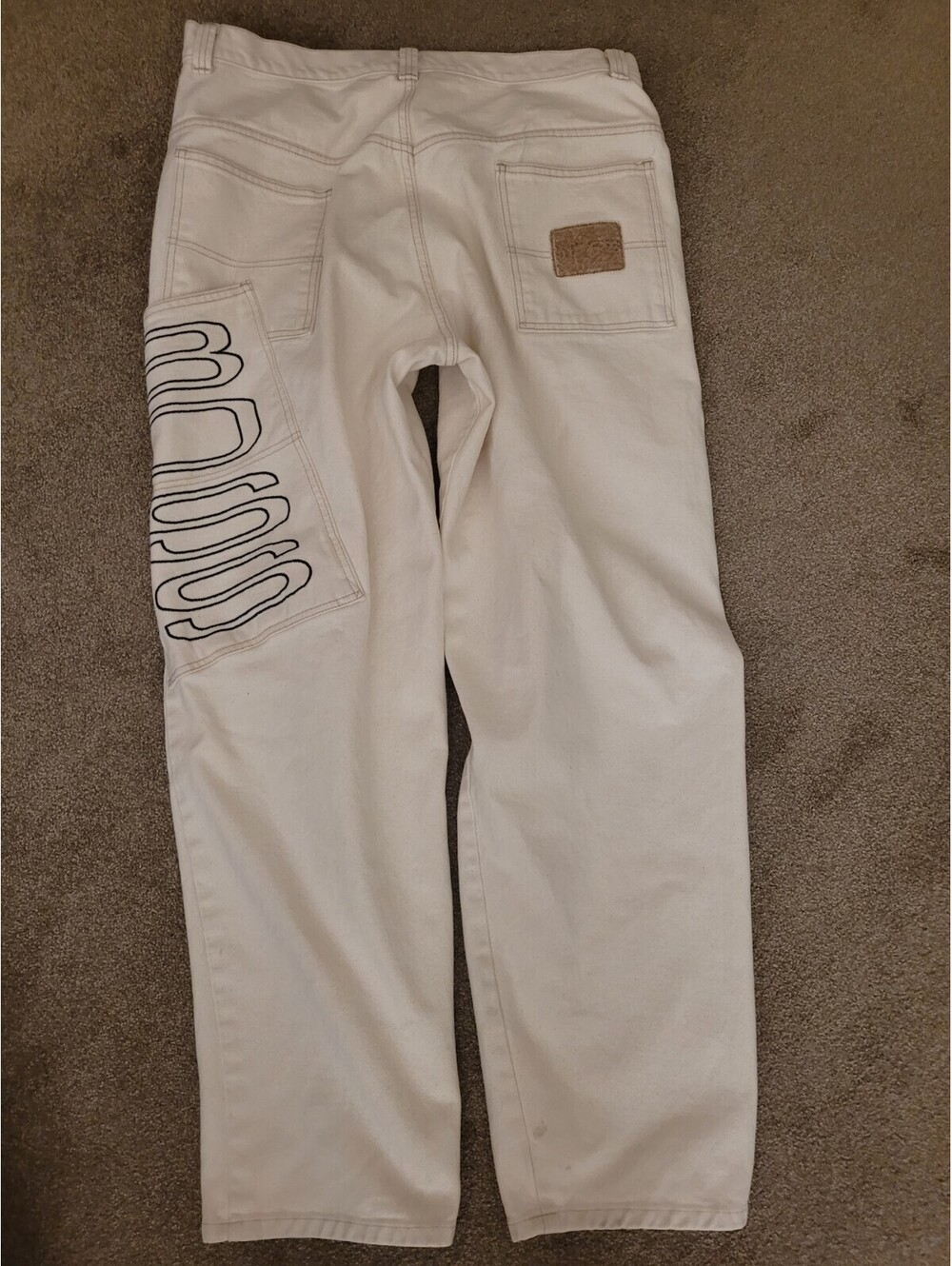 VTG 90'S Boss Jeans Men's 40(38) Natural Baggy Wide-Leg Spellout Hip-Hop Denim - Picture 7 of 9